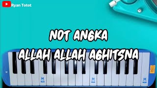 Not Angka Pianika Sholawat Allah Allah Aghisna Ya Rasulallah  Karaoke Sholawat [upl. by Gregorius]