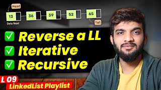 L9 Reverse a LinkedList  Iterative and Recursive [upl. by Furgeson64]