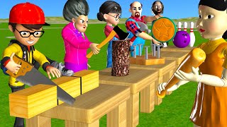 Scary Teacher 3D vs Squid Game Wooden Door Water Sprayer 5 Times Challenge Miss T vs Granny Loser [upl. by Norbert320]