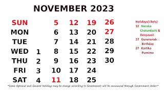 November Calendar 2023 [upl. by Erdnad]