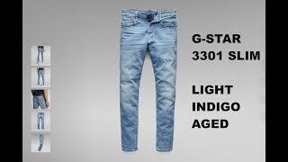 Unboxing GSTAR RAW Mens 3301 Slim Jeans  Colour Light Indigo Aged [upl. by Steinke]