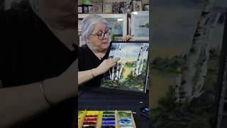 Watercolor Magic Birch Trees with Lynda M Norman shorts WatercolorArt [upl. by Solakcin]