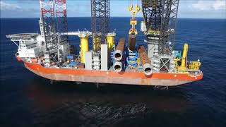 Monopile installation  Sandbank Offshore Wind Farm [upl. by Miharba]