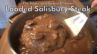 Loaded Salisbury Steak Recipe  Salisbury Steak  Mushroom and Onion Gravy  Hamburger Steak [upl. by Swainson]