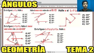 ANGULOS ENTRE RECTAS PARALELAS Y SECANTES GEOMETRIA TEMA 2 EJERCICIOS INTERMEDIOAVANZADO [upl. by Gnart]