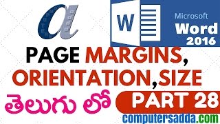 Msword 2016 in Telugu 28 Page Margins Orientation Size wwwcomputersaddacom [upl. by Arreit611]