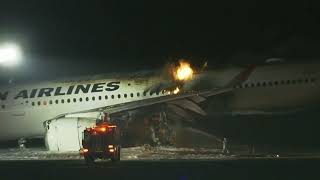 Plane on Fire at Tokyo’s Haneda Airport [upl. by Aimehs45]