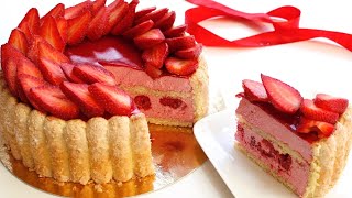 RECETTE CHARLOTTE AUX FRAISES MOUSSE AUX FRAISES [upl. by Aneeram862]