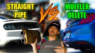 Muffler Delete VS Straight Piped Sound comparison Mustang GT 50  Must watch before deciding [upl. by Oigroig]