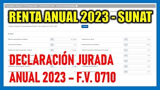 Declaración Jurada Anual 2023  Formulario Virtual 710 SUNAT [upl. by Perkins]