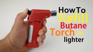 How To Refill Butane Torch Lighter Simple Easy [upl. by Yrrat]