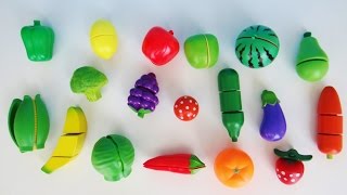 Learn names of fruits and vegetables with toy velcro cutting fruits and vegetables [upl. by Fronnia335]