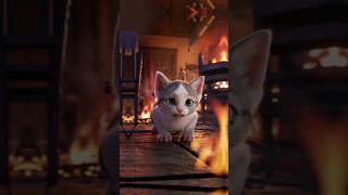 A Mothers Courage Rescuing Her Kitten from the Flames catlovers cat shorts [upl. by Cirda]