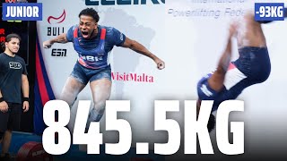 Nathaniel Massiah  8455kg Total  IPF Junior Worlds 2024 [upl. by Cole]