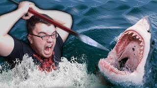 SURVIVNG BRUTAL SHARK ATTACK  Old Raft 4 [upl. by Nodla200]