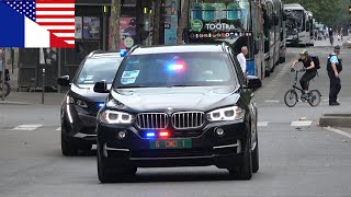 US Siren ARMORED BMW X5 US Embassy come from TEAM USA HOUSE during the Olympic Games 1618 [upl. by Adieno]