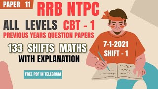 RRB NTPC Previous year question paper in English  712021 shift1  ntpc rrbntpcexam maths [upl. by Alat687]