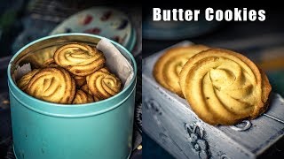 Eggless Butter Cookies  Piped Butter Biscuits Recipe  Melt in Mouth Butter Cookies [upl. by Demetris412]