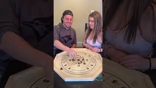 crokinole game couple challenge family couplegoals marriage [upl. by Aeht]