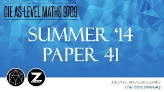 CIE AS Maths 9709  S14 P41  Solved Past Paper [upl. by Aivul]