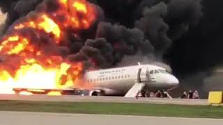 Accident Aeroflot SU95 at Moscow on May 5th 2019 aircraft burns down on landing [upl. by Nipsirc418]