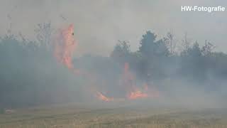 Natuurbrand aan de Zwartewaterkloosterweg in Rouveen [upl. by Roobbie]