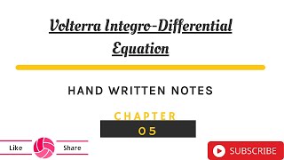 Volterra IntegroDifferential Equation  Integral Equations Chapter  05  Mathematics ke teacher [upl. by Siekram478]