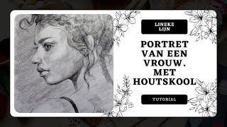 Portret tekenen Vrouw  Houtskool potlood [upl. by Sturrock]