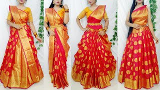 Banarasi Silk Saree Draping in 5 StylesSaree Wearing Styles to look elegantSilk saree draping idea [upl. by Sined]