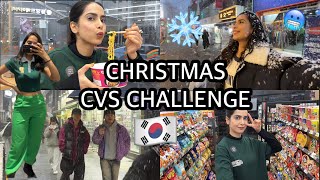 🇰🇷MYSTERY COLOR CVS CHALLENGE shopping in the snow ❄️ [upl. by Hairej]