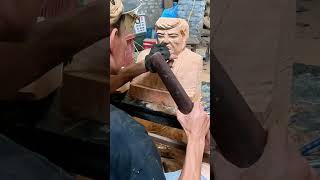 beautiful wood carving donald trump sculpture woodcraftideas statue crafting woodidea diy [upl. by Godbeare]