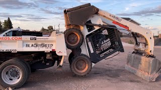 SATISFYING Skid Steer Skills  loading without ramps [upl. by Odnumyer]