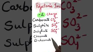 Polyatomic ions with 2 charge chemistry shorts chemistryshorts science youtubeshorts [upl. by Gardell]