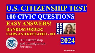 2024 Random 100 Civics Questions and Answers  U S Citizenship Interview  Slow Easy Answer [upl. by Lydon]