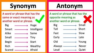 SYNONYM vs ANTONYM 🤔  Whats the difference  Learn with examples [upl. by Frech]