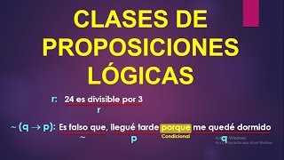 PROPOSICIONES SIMPLES Y COMPUESTAS  CLASES DE PROPOSICIONES LOGICAS [upl. by Fuchs785]