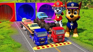 TRANSPORTING PIXAR CARS amp FRUITS WITH COLORED amp JOHN DEERE vs CLAAS vs TRACTORS  BeamNGdrive 962 [upl. by Latterll245]