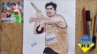 Arshad Nadeem drawingwins Paris Olympics gold medallit Pakistan [upl. by Assillim]