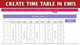 CREATE CLASS WISE TIME TABLE IN EMIS  EMIS NEW UPDATE  TIME TABLE MODULE ENABLED [upl. by Malva277]