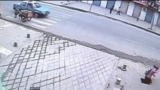 Chinese girl falls through pavement [upl. by Eiderf]