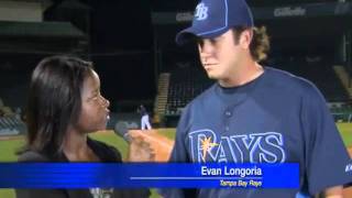 Evan Longorias Catch saves Reporters Life [upl. by Eigna]