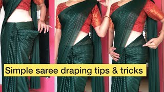 Simple saree draping tips and tricksHow to drape simple sareedailywearsaree sareepleats saree [upl. by Anelleh]