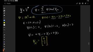 8 Coordenadas y representación matricial de funcionales lineales  Espacio dual [upl. by Emmuela256]