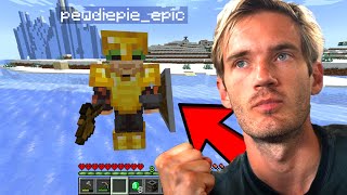 I met PewDiePie on HIS Minecraft World [upl. by Orat]