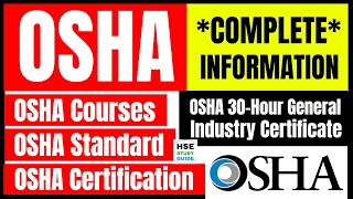 OSHA Courses  OSHA Standard  OSHA Certification  OSHA 30Hour General Industry Certification [upl. by Zaid769]