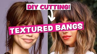 Learn How to Cut Your Own Trendy Textured Bangs with a Pro Hairdresser [upl. by Cinomod582]