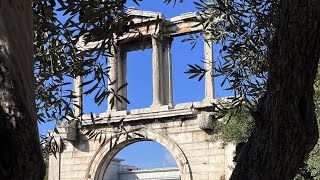 Walking Tour of Hadrians Arch in Athens Greece [upl. by Notsnorb931]