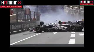 Sergio Perez BIG Crash  F1 2024 Monaco Grand Prix [upl. by Kcirddet]