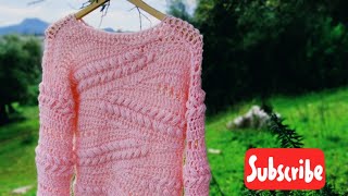 Sweater Rose Peace con Espigas a Crochet  Parte 2 de 2 [upl. by Nuahsal496]