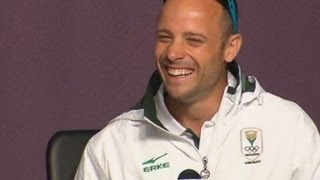 London 2012 Oscar Pistorius pays tribute to South African gold medalist swimmer Chad le Clos [upl. by Hillier]